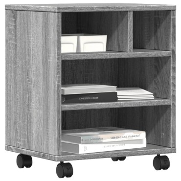 vidaXL Βάση Εκτυπωτή με Ρόδες Γκρι Sonoma 41 x 32 x 48 εκ.