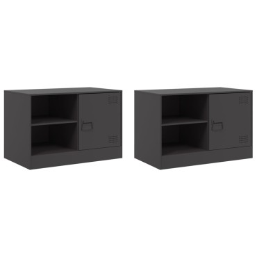 vidaXL Έπιπλα Τηλεόρασης 2 τεμ. Μαύρο 67x39x44cm από Χάλυβα