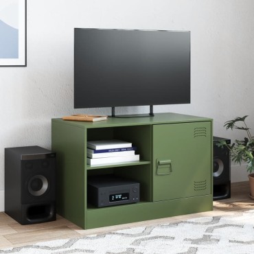 vidaXL Έπιπλο Τηλεόρασης Πράσινο Λαδί 67x39x44cm από Ατσάλι