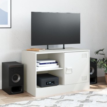 vidaXL Έπιπλο Τηλεόρασης Λευκό 67x39x44cm από Χάλυβα