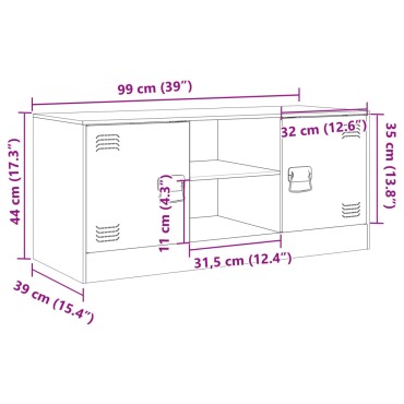 vidaXL Έπιπλο Τηλεόρασης Λευκό 99x39x44cm από Ατσάλι