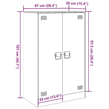vidaXL Ντουλάπι Πράσινο Λαδί 67x39x107cm από Ατσάλι 1 τεμ.