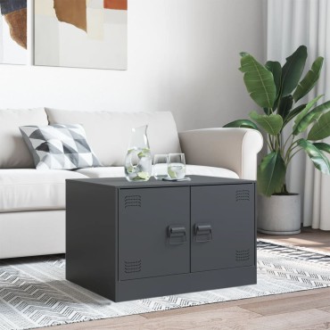 vidaXL Τραπέζι Κήπου Ανθρακί 67x50x44cm Ατσάλινο 1 τεμ.