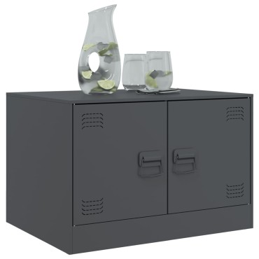 vidaXL Τραπέζι Κήπου Ανθρακί 67x50x44cm Ατσάλινο 1 τεμ.
