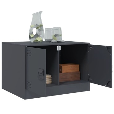 vidaXL Τραπέζι Κήπου Ανθρακί 67x50x44cm Ατσάλινο 1 τεμ.