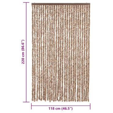 vidaXL Σήτα Εντόμων Μπεζ/ Σκούρο Καφέ 118x220 εκ. από Σενίλ