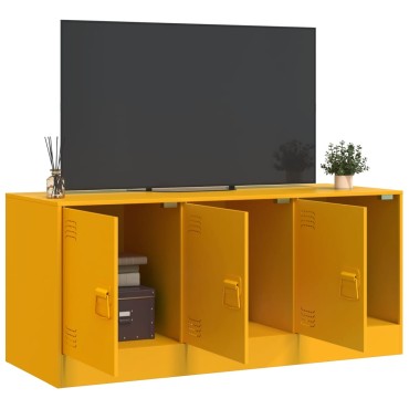 vidaXL Έπιπλο Τηλεόρασης Μουσταρδί Κίτρινο 99x39x44cm από Ατσάλι