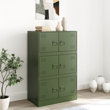 vidaXL Ντουλάπι Πράσινο Λαδί 67x39x107cm από Ατσάλι 1 τεμ.