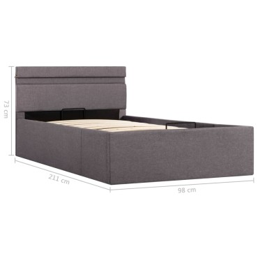 vidaXL Πλαίσιο Κρεβατιού με Αποθ. Χώρο/LED Taupe 90x200 εκ. Ύφασμα