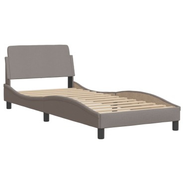 vidaXL Κρεβάτι με Στρώμα Taupe 90x190 εκ.Υφασμάτινο