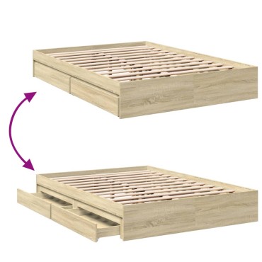 vidaXL Πλαίσιο Κρεβατιού με συρτάρια Sonoma Δρυς 120x200εκ. Επεξ. Ξύλο