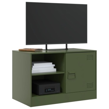 vidaXL Έπιπλα Τηλεόρασης 2 τεμ. Πράσινο Λαδί 67x39x44cm από Χάλυβα