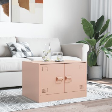 vidaXL Τραπεζάκι Σαλονιού Ροζ 67x50x44cm από Ατσάλι 1 τεμ.
