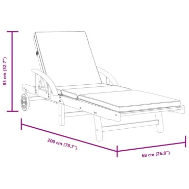 vidaXL Ξαπλώστρες με Μαξιλάρια 2 τεμ. 200x68x83cm Μασίφ Ξύλο Ακακίας