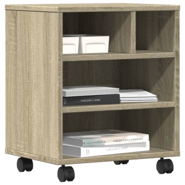 vidaXL Βάση Εκτυπωτή με Ρόδες Sonoma Δρυς 41 x 32 x 48 εκ.