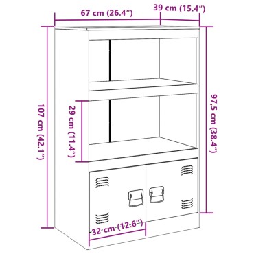 vidaXL Ντουλάπι Μουσταρδί 67x39x107cm από Ατσάλι 1 τεμ.
