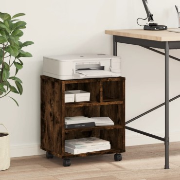 vidaXL Βάση Εκτυπωτή με Ρόδες Καπνιστή Δρυς 41 x 32 x 48 εκ.
