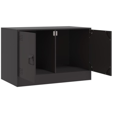 vidaXL Έπιπλα Τηλεόρασης 2 τεμ. Μαύρο 67x39x44cm από Χάλυβα