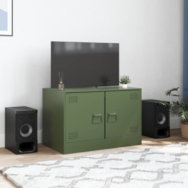 vidaXL Έπιπλο Τηλεόρασης Πράσινο Λαδί 67x39x44cm από Ατσάλι