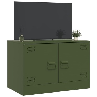 vidaXL Έπιπλο Τηλεόρασης Πράσινο Λαδί 67x39x44cm από Ατσάλι