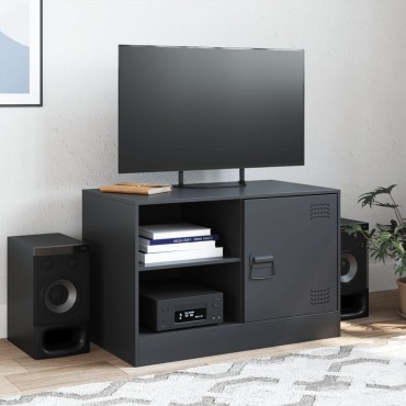 vidaXL Έπιπλο Τηλεόρασης Μαύρο 67x39x44cm από Χάλυβα