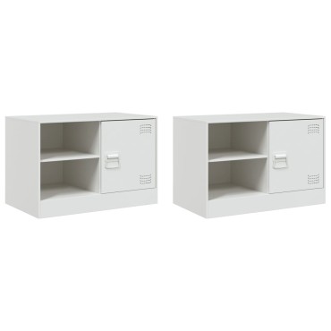vidaXL Έπιπλα Τηλεόρασης 2 τεμ. Λευκό 67x39x44cm από Χάλυβα