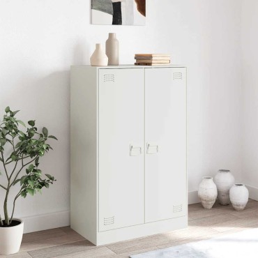 vidaXL Μπουφές Λευκός 67x39x107cm από Ατσάλι 1 τεμ.