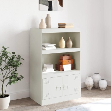 vidaXL Μπουφές Λευκός 67x39x107cm από Ατσάλι 1 τεμ.