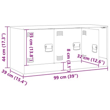 vidaXL Έπιπλο Τηλεόρασης Πράσινο Λαδί 99x39x44cm από Ατσάλι
