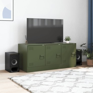 vidaXL Έπιπλο Τηλεόρασης Πράσινο Λαδί 99x39x44cm από Ατσάλι