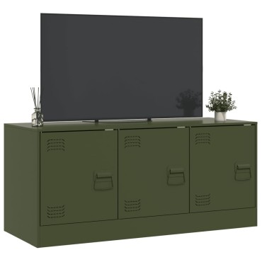 vidaXL Έπιπλο Τηλεόρασης Πράσινο Λαδί 99x39x44cm από Ατσάλι
