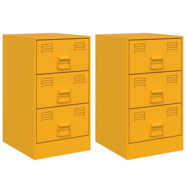 vidaXL Κομοδίνα 2 τεμ. Μουσταρδί 34,5x39x62cm από Χάλυβα