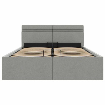vidaXL Πλαίσιο Κρεβατιού με Αποθ. Χώρο/LED Αν. Γκρι 140x200 εκ. Ύφασμα