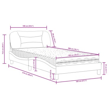 vidaXL Κρεβάτι με Στρώμα Λευκό 100x200 εκ. από Συνθετικό Δέρμα
