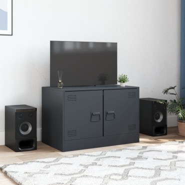 vidaXL Έπιπλο Τηλεόρασης Ανθρακί 67x39x44cm από Χάλυβα