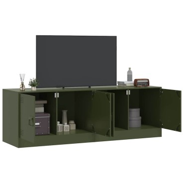 vidaXL Έπιπλα Τηλεόρασης 2 τεμ. Πράσινο Λαδί 67x39x44cm από Χάλυβα