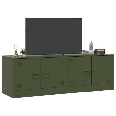 vidaXL Έπιπλα Τηλεόρασης 2 τεμ. Πράσινο Λαδί 67x39x44cm από Χάλυβα