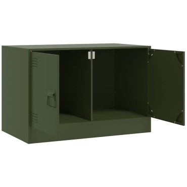 vidaXL Έπιπλα Τηλεόρασης 2 τεμ. Πράσινο Λαδί 67x39x44cm από Χάλυβα