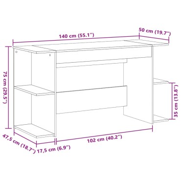 vidaXL Γραφείο Καφέ Δρυς 140x50x75cm από Επεξεργασμένο Ξύλο 1 τεμ.