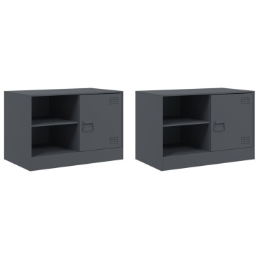 vidaXL Έπιπλα Τηλεόρασης 2 τεμ. Ανθρακί 67x39x44cm από Χάλυβα
