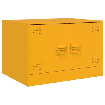 vidaXL Τραπέζι Κήπου Κίτρινο Μουσταρδί 67x50x44cm Ατσάλινο 1 τεμ.