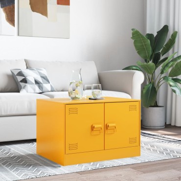 vidaXL Τραπέζι Κήπου Κίτρινο Μουσταρδί 67x50x44cm Ατσάλινο 1 τεμ.