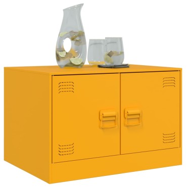 vidaXL Τραπέζι Κήπου Κίτρινο Μουσταρδί 67x50x44cm Ατσάλινο 1 τεμ.