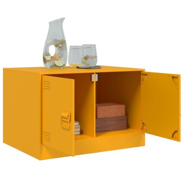 vidaXL Τραπέζι Κήπου Κίτρινο Μουσταρδί 67x50x44cm Ατσάλινο 1 τεμ.