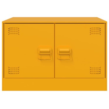 vidaXL Τραπέζι Κήπου Κίτρινο Μουσταρδί 67x50x44cm Ατσάλινο 1 τεμ.