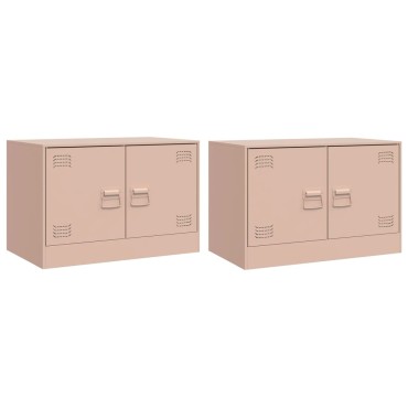 vidaXL Έπιπλα Τηλεόρασης 2 τεμ. Ροζ 67x39x44cm από Χάλυβα