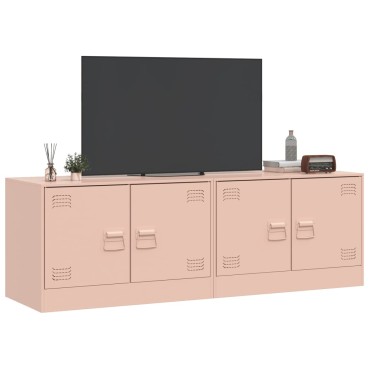 vidaXL Έπιπλα Τηλεόρασης 2 τεμ. Ροζ 67x39x44cm από Χάλυβα