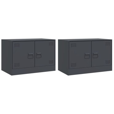 vidaXL Έπιπλα Τηλεόρασης 2 τεμ. Ανθρακί 67x39x44cm από Χάλυβα