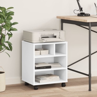 vidaXL Βάση Εκτυπωτή με Ρόδες Λευκή 41x32x48 εκ.