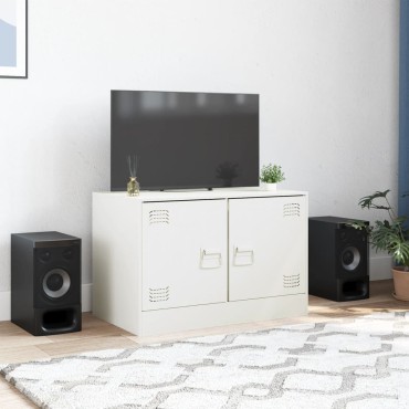 vidaXL Έπιπλο Τηλεόρασης Λευκό 67x39x44cm από Χάλυβα